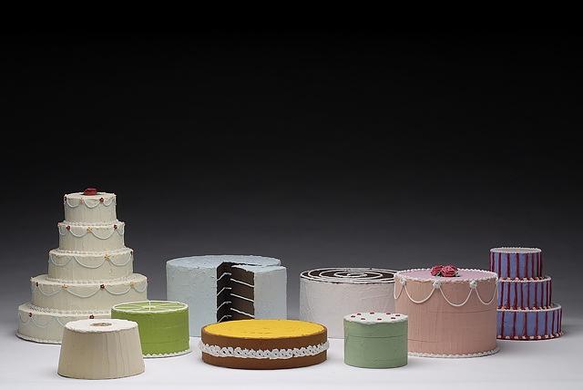 Studio Image of Styrofoam and Caulk Cakes After the Floats Studio Image of Styrofoam and Caulk Cakes After the Floats