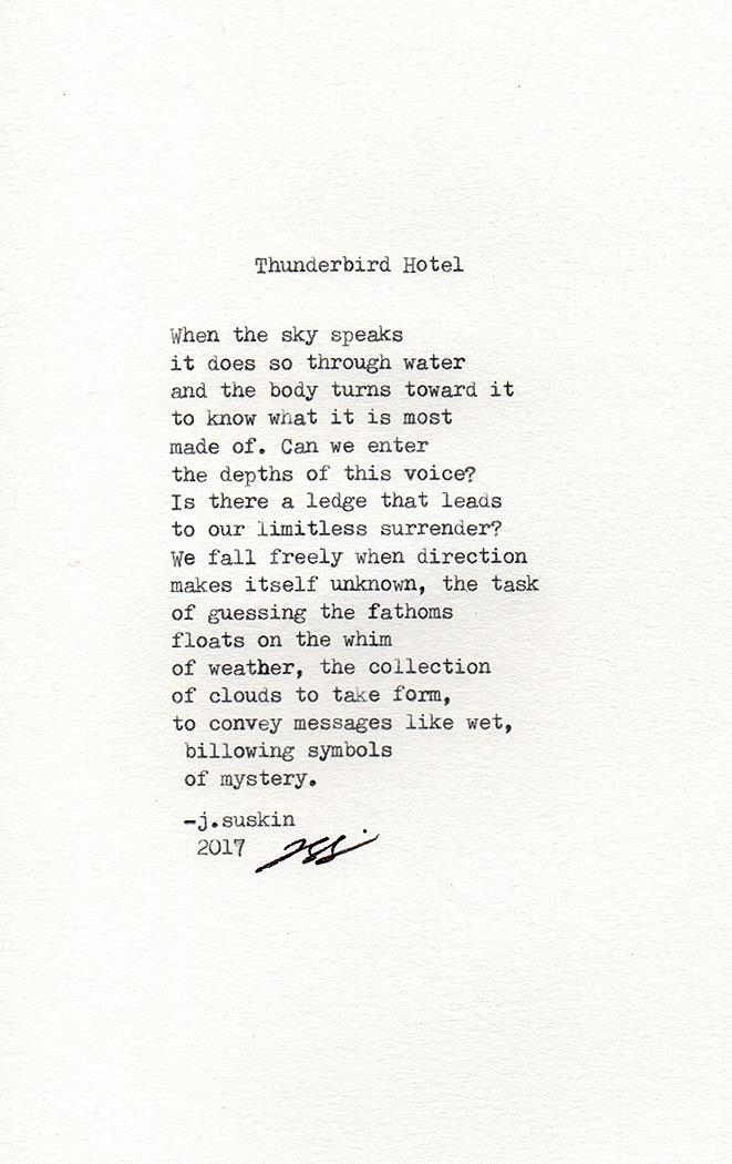 Thunderbird Hotel, Marfa, Texas collaboration with Jacqueline Suskin (who wrote this in response to the photograph)